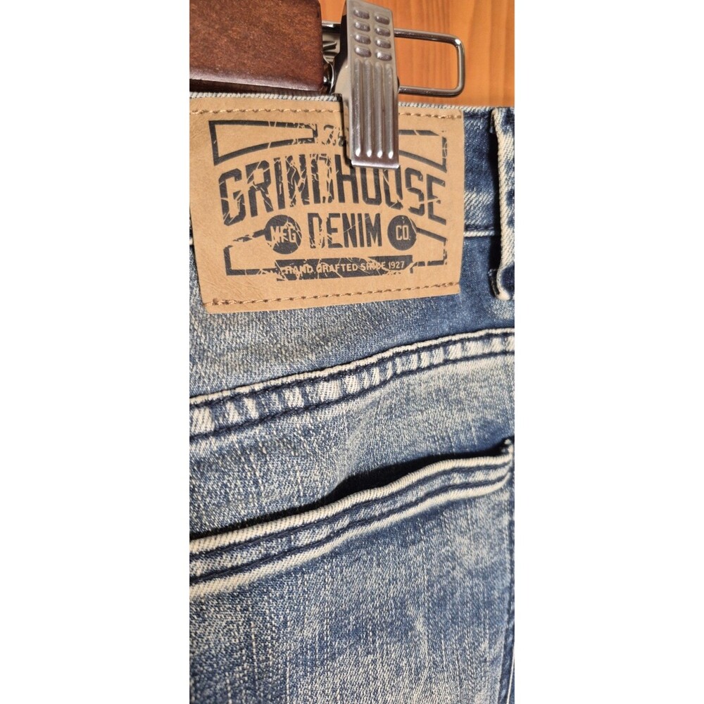 Grindhouse Denim Mens 40x32 Distressed Blue Jeans Stretchy Ripped High Rise NWT - Picture 11 of 12